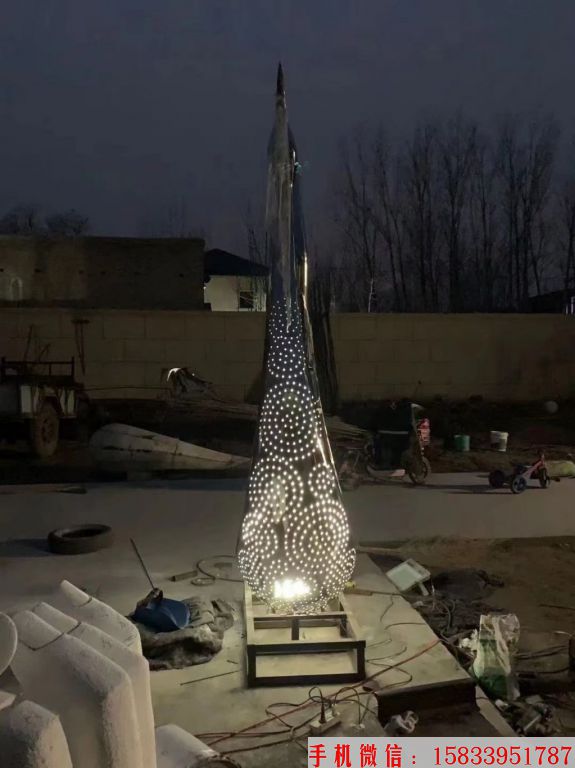 不锈钢抽象天鹅雕塑 发光灯光抽象动物天鹅1